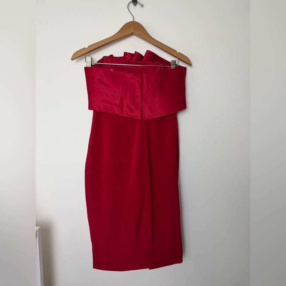 Marchesa Notte Strapless Satin Dress - Picture 2 of 5